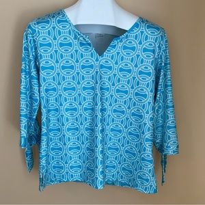 Top It Off Size S Printed Tunic With 3/4 Sleeves